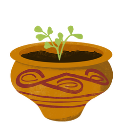 pot with a small plant growing