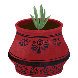 pot with a small plant growing