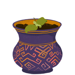 pot with a small plant growing